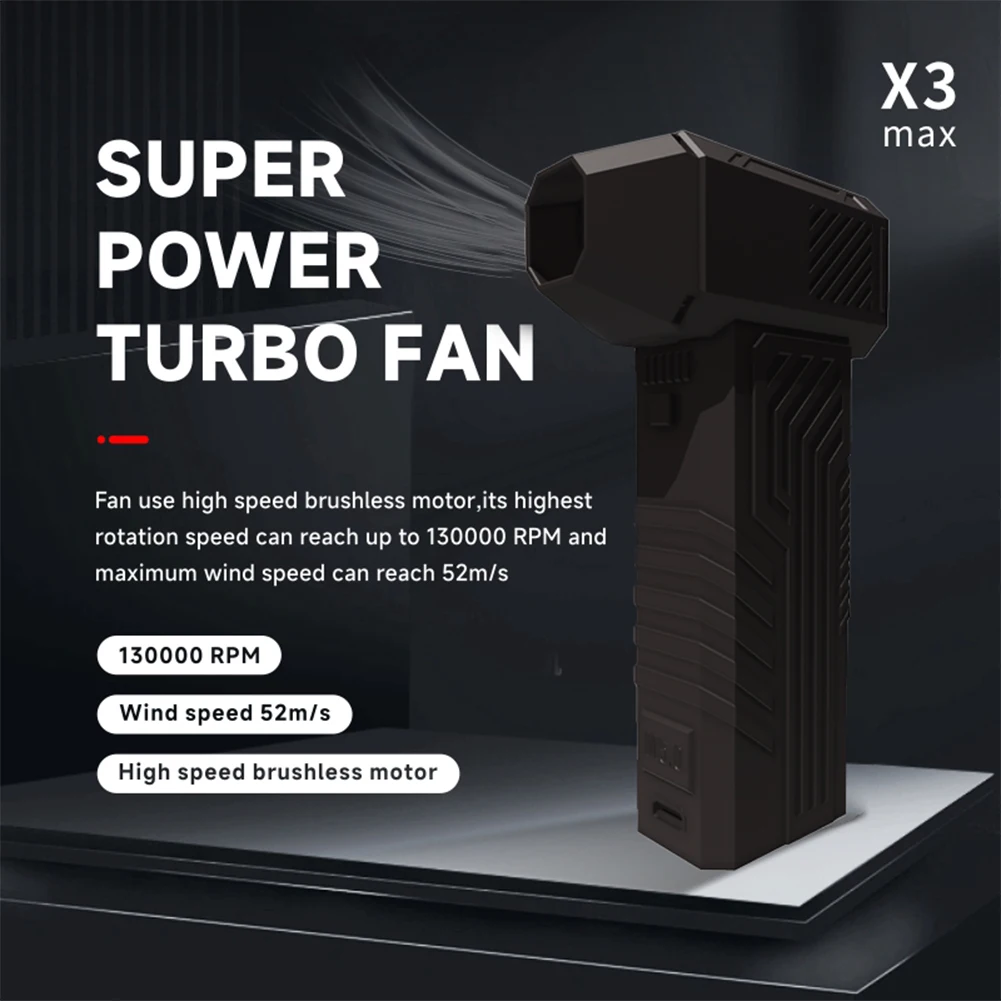 

130000 RPM Mini Fan Handheld Brushless Motor Turbo Violent Fan 3 Speeds Turbofan Dust Blower for Computer Keyboard/Car
