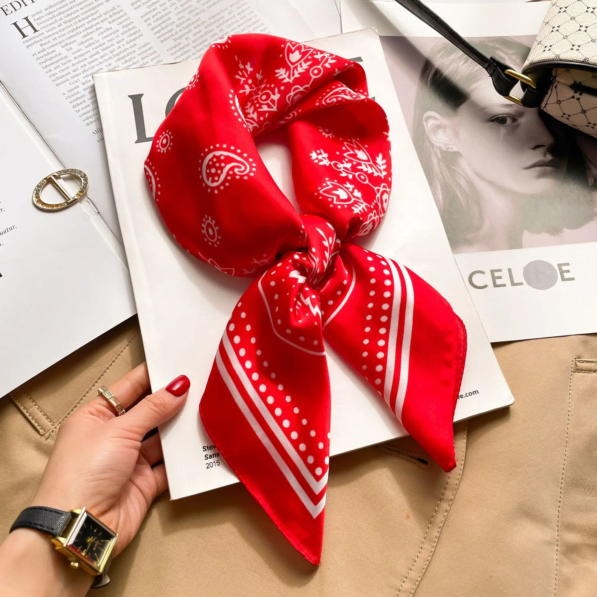 70 Cm Haar Print Zijde Koel Gevoel Sjaal Voor Vrouwen Mode Stropdas Handtas Foulard Pols Hoofddoek Sjaal Wraps Hajib lady