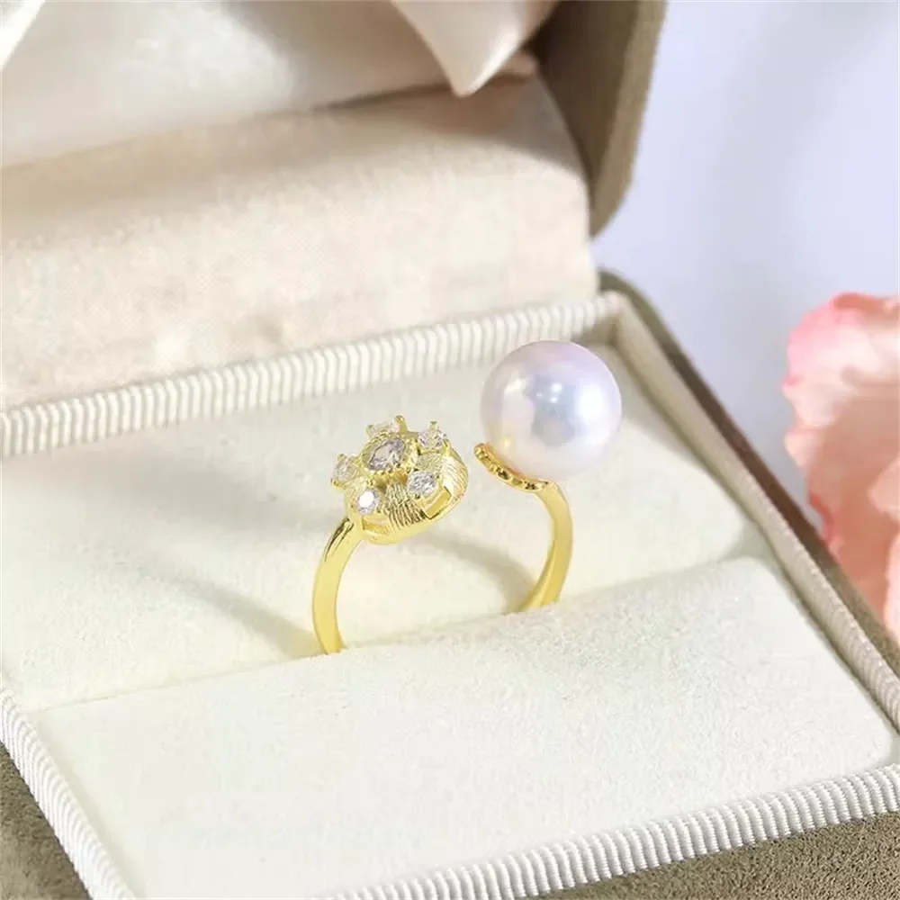 Solid S925 Sterling Silver Pearl Ring Settings Findings & Accessories - for Jewelry Making Bulk Wholesale Craft Supplies 8-10mm