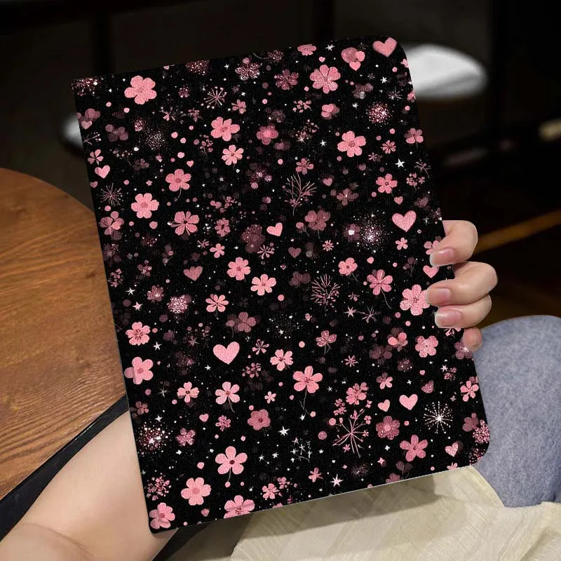 Cartoon Rosa Blumenherz Beliebt für Huawei MediaPad MatePad Honor Pro V6 9 V8 X9 12 X 13.3 SE 11 11.5 Zoll Tablet-Hülle