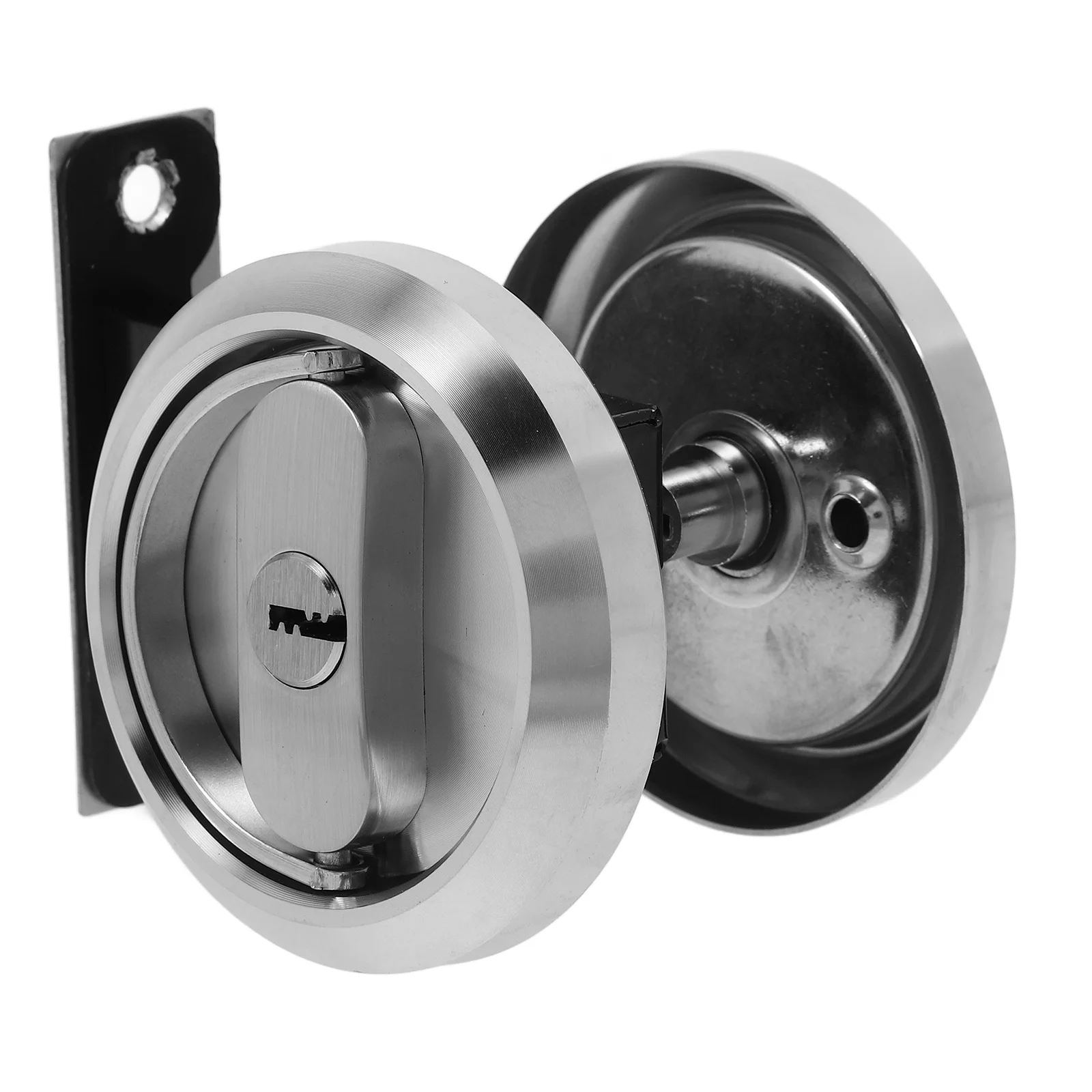 ユニバーサル隠しドアロック 304ステンレス鋼製 室内ドア用 ポケットドア プライバシーロック 簡単設置 穴あけ不要