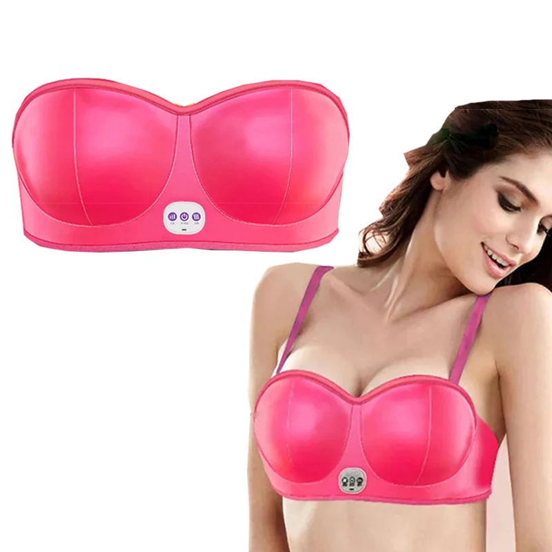 Electric Breast Enhancement Bra Wireless Chest Massage Instrument with Hot Compress Function for Women Breast Enlarger Lifting