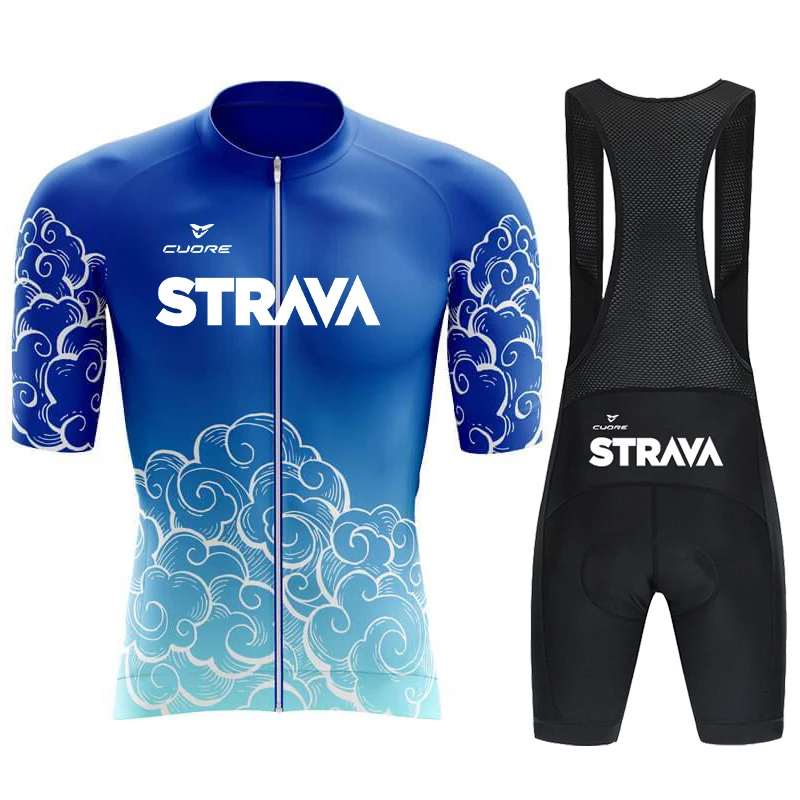 CUDRE STRAVA Men's Cycling Set Man Bicycle Jersey Sets Mountain Bike Jerseys Sports Clothing Bib Shorts Summer Road Bikes Jacket