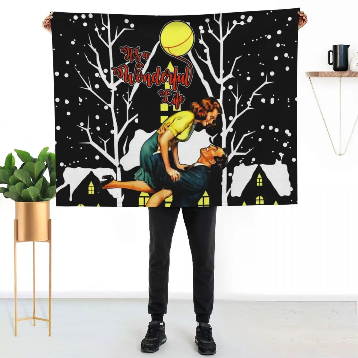 It's A Wonderful Life - Christmas Movie Every Time A Bell Rings Vintage Gift Throw Blanket