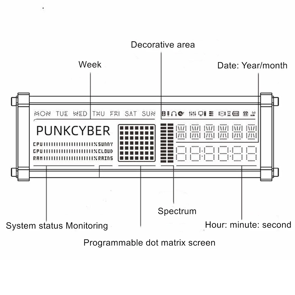 Rdw Retro rura elektroniczna zegar pseudo-fluorescencyjna matryca Cyberpunk Spectrum funkcja pulpit dekoracje