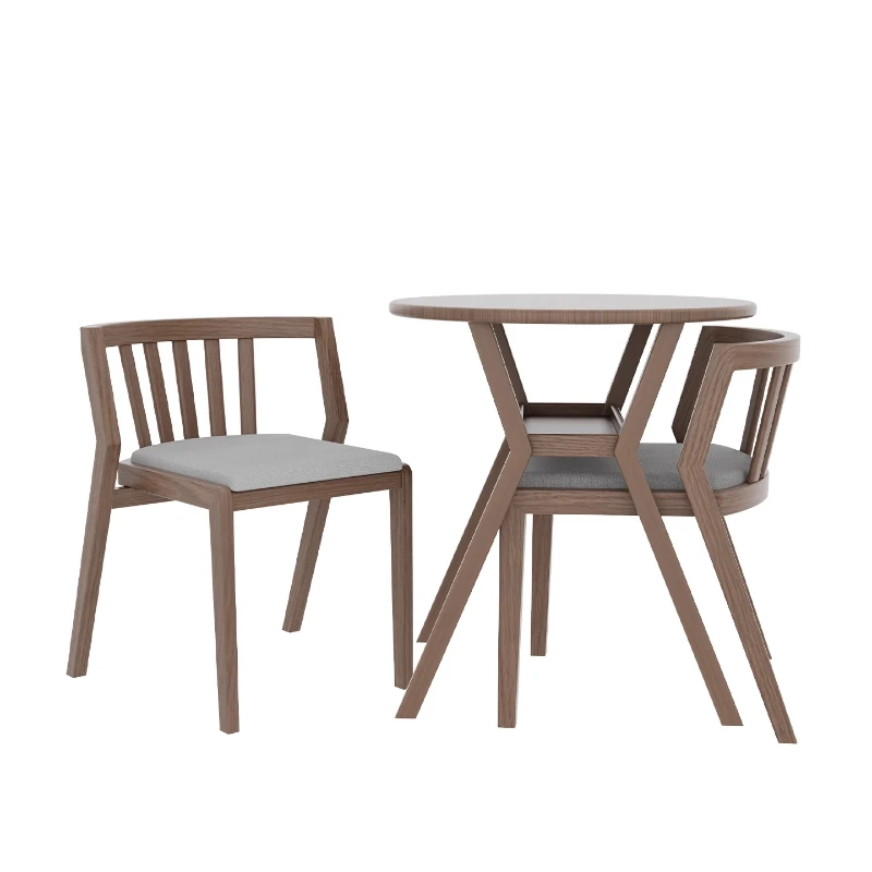 

Balcony leisure and chair combination small coffee table two chairs solid wood round small tea