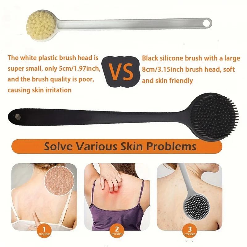 1피스 목욕 브러시 세트 미끄럼 방지 손잡이가 있는 부드러운 실리콘 목욕 브러시, 세척 및 헹굼이 용이하며 목욕 중 사용하기에 완벽합니다.