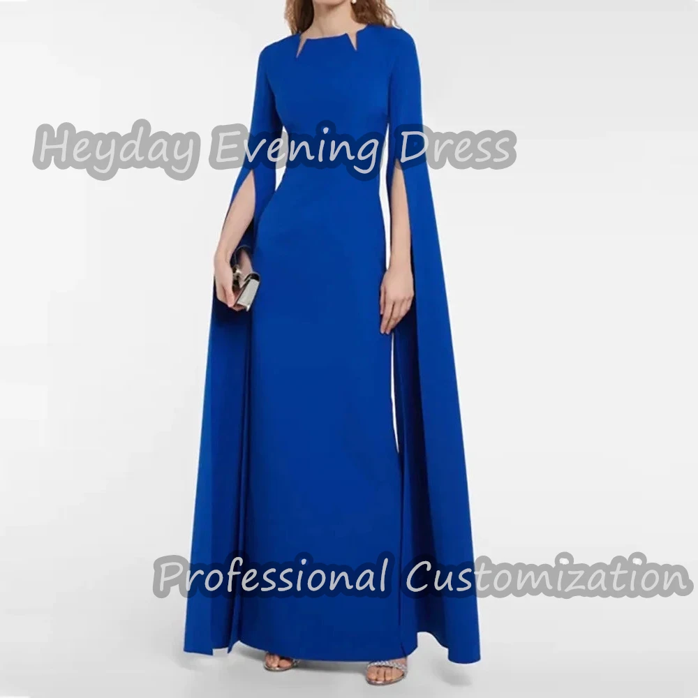 

Heyday O-Neck Saudi Prom Party Gown Ruffle Crepe Short Sleeves Straight Sexy Floor Length Elegant Dress For luxurious Woman 2024