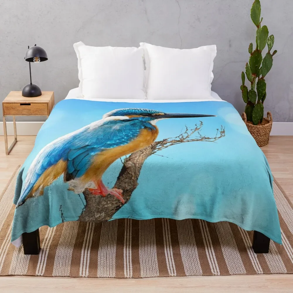 

The Kingfisher patiently waits Throw Blanket Soft Bedroom Blanket for Night Sleeping