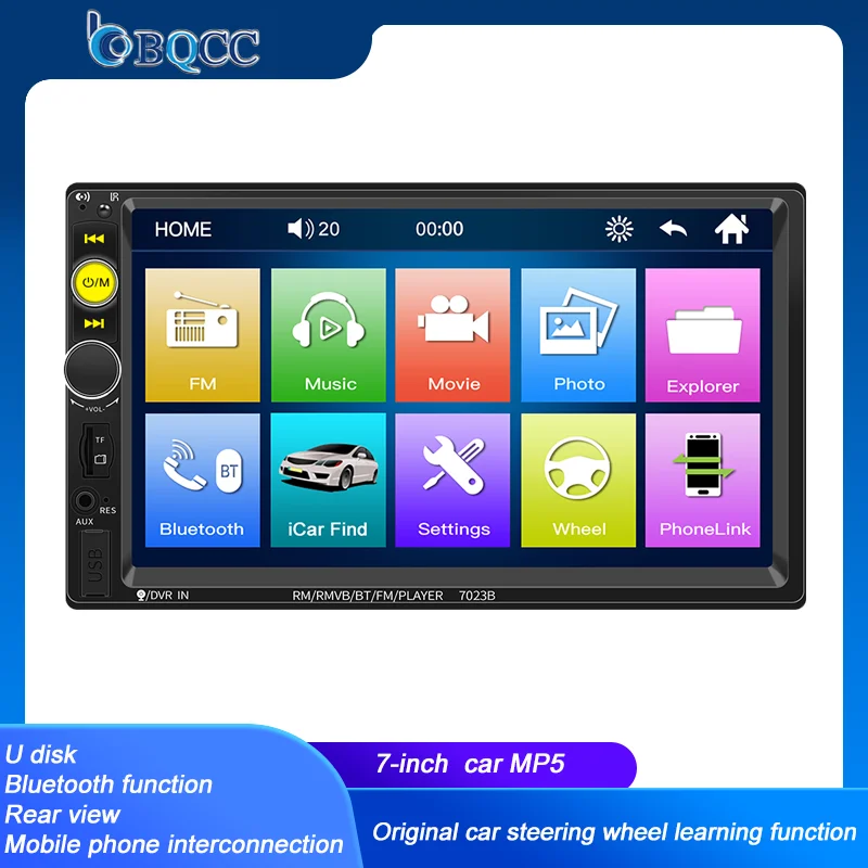 

BQCC 1 DIN 7 inch Car Multimedia Player Car Radio MP5 Mobile Phone Interconnect Car Player Reversing Image Touch Screen FM