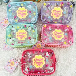 Sanrio Chups Chups Limited modelli trasparenti sacchetto di immagazzinaggio lecca-lecca astuccio per matite Kuromi Mymelody Cinnamoroll Pochacco portachiavi