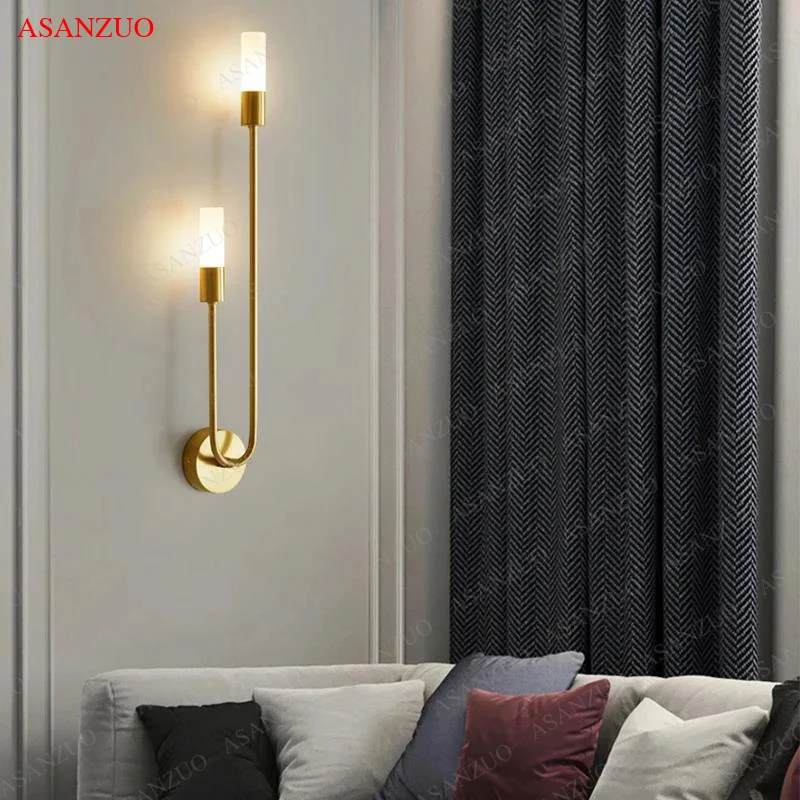 Modern LED Gold Candlestick Wall Light, Interior Decor, Vanity Wall Sconce, Sala de estar, Cozinha Hall, Quarto, Long Strip Lâmpadas