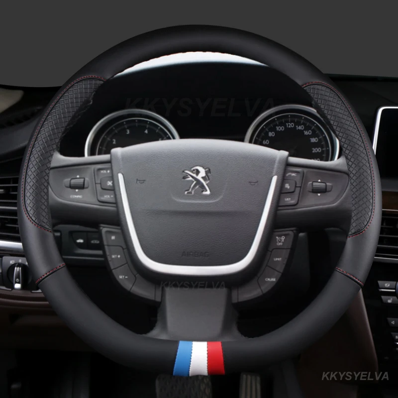 For Peugeot 508 2011 2012-2017 2018 508 SW 2011-2018 Car Steering Wheel Cover Microfiber Leather D Shape Auto Accessories