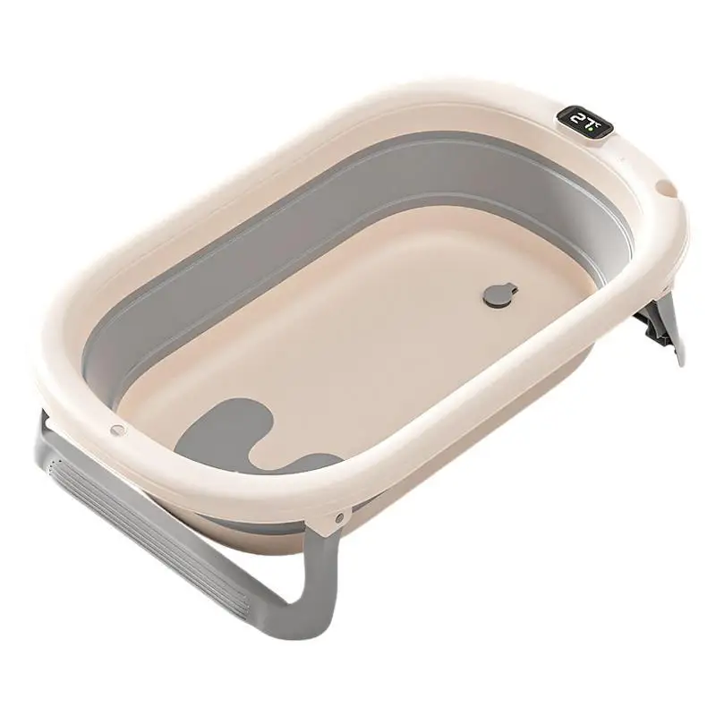 Vasca da bagno pieghevole per bambini con display digitale della temperatura, grande vasca da bagno termostatica intelligente per neonati
