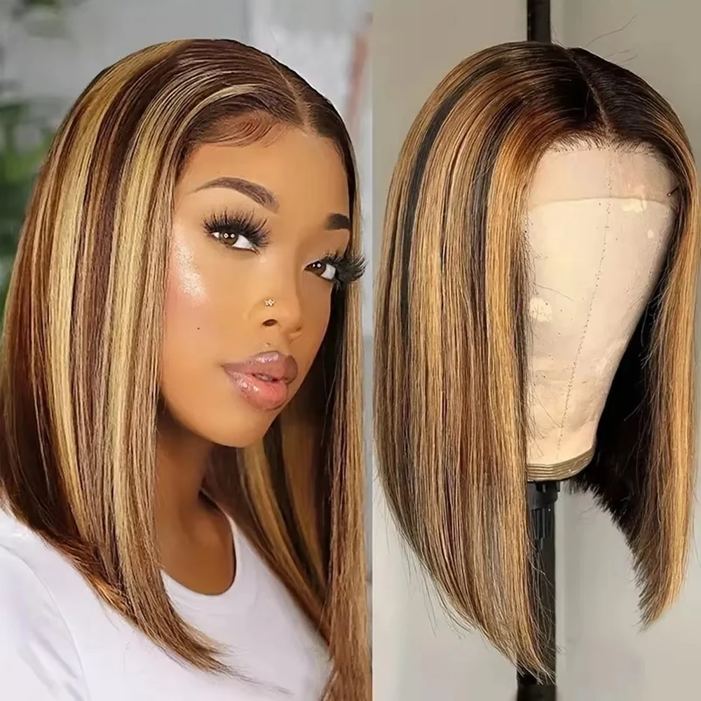 

Highlight 4/27 Straight Short Bob Wigs Ombre 13x4 Lace Frontal Wigs Human Hair Wigs Brazilian Bone Straight Bob Wigs Human Hair
