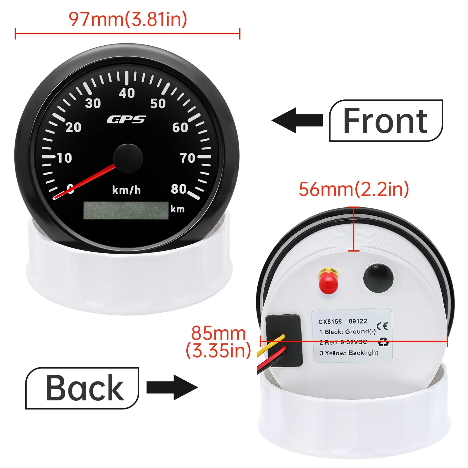 Compteur de vitesse LED avec antenne GPS, moto, bateau, voiture, camion, jauge de vitesse, 9-32V, 30, 60, 80, 120, 200 km/h, 85mm, 7 documents