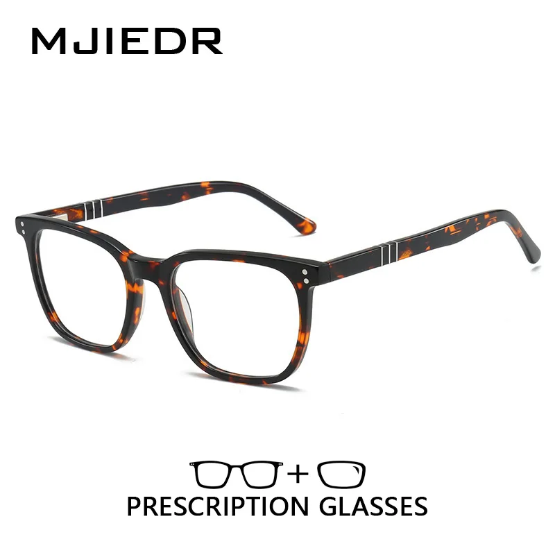 

KJDCHD Square Style Prescription Glasses Acetate Frame Metal Spring With Progressive Multifocal Myopia Reading Glasses for Men