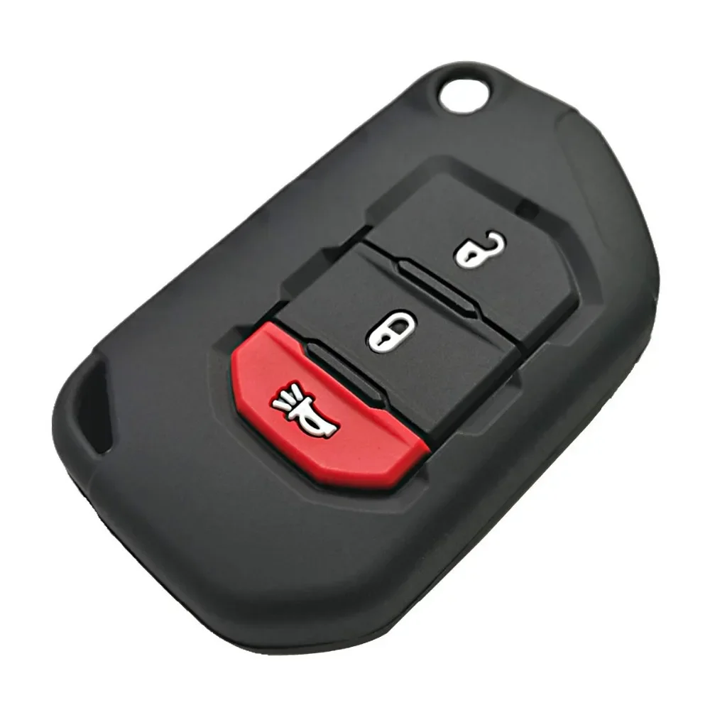 

Silicone Remote Key Case Protector For Jeep Wrangler JL JLU Gladiator JT Flip 3Button Holder Cover