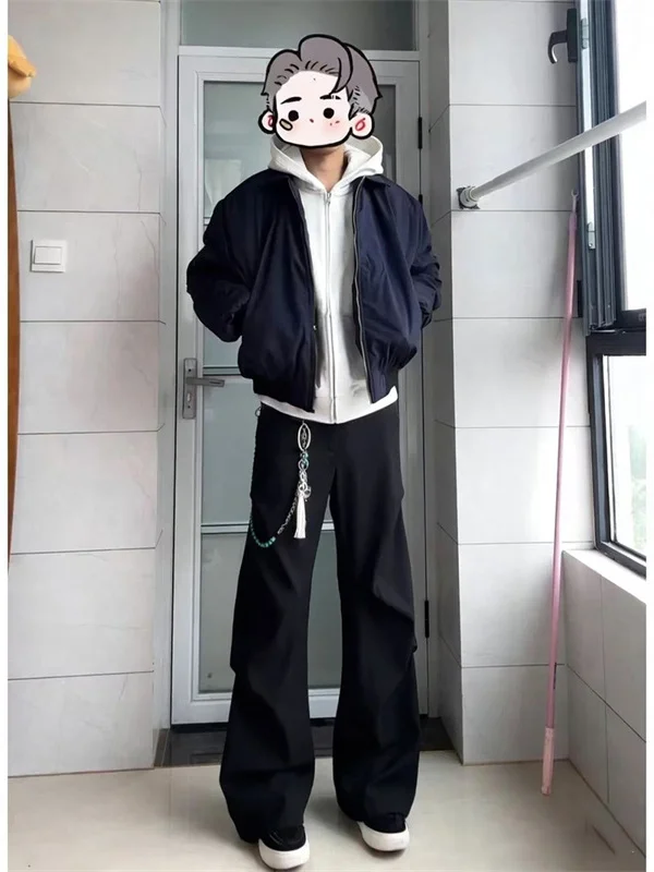 

Slimming High Waist Wide Leg West Pants Men's Sle Student High Faion Hong Kong Sle Ins Straight Cut Trousers