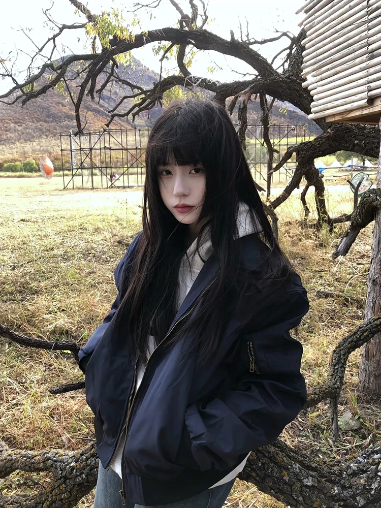 

Cleanfit ort Pilot Jaet Men's Autumn American High Street Sle Baseball Coat Loose Fit Zipper Decoration Multi-ket