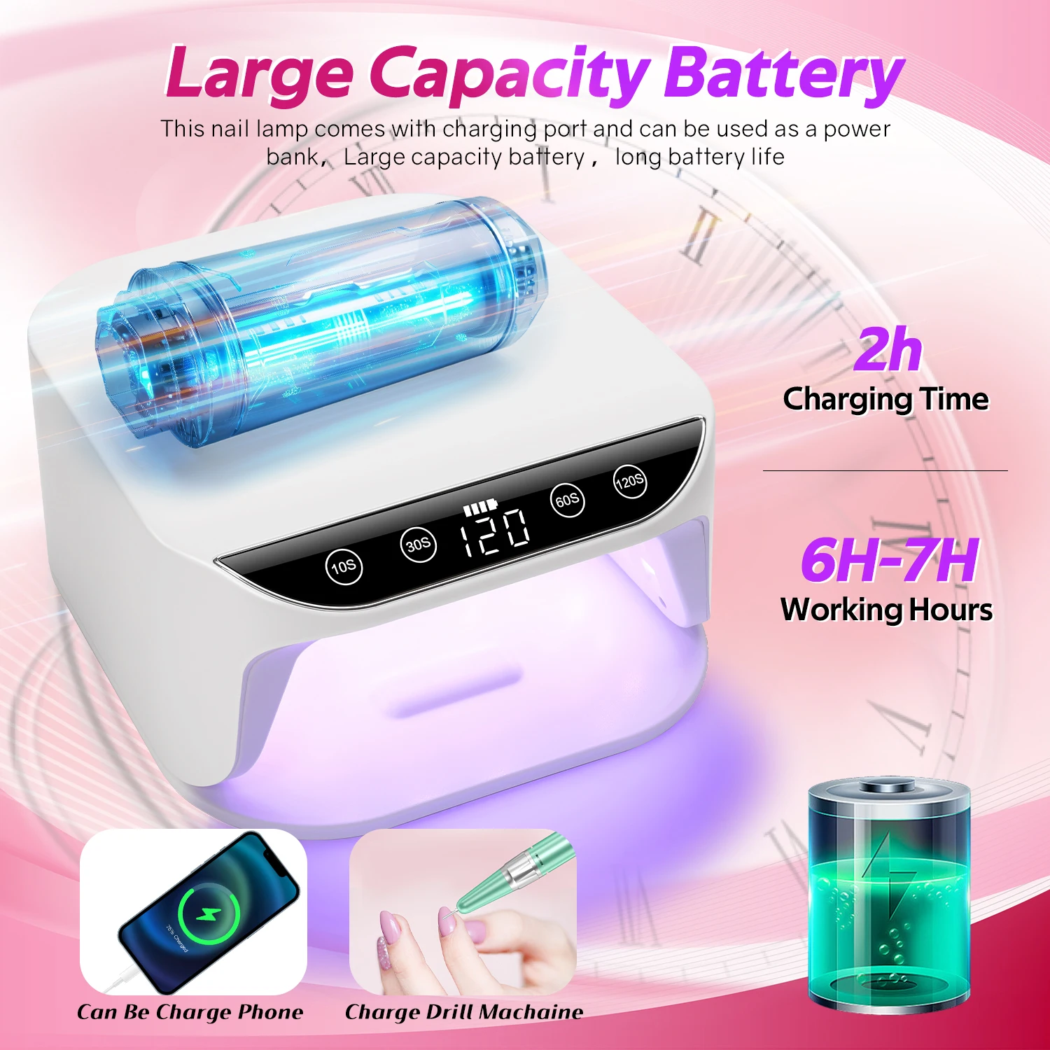 قابلة للشحن 168 واط الأشعة فوق البنفسجية LED مسمار مصباح للأظافر 36 المصابيح اللاسلكية هلام البولندية علاج مصباح مع شاشة كبيرة معدات الأظافر المهنية