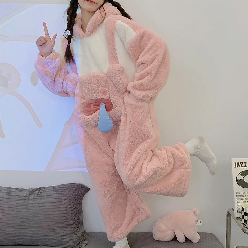 Autumn and Winter Sweet Cartoon One-piece Pajamas Full Body Pajama Kigurumi Animal Flannel Sleepwear Cosplay Costume Loungewear