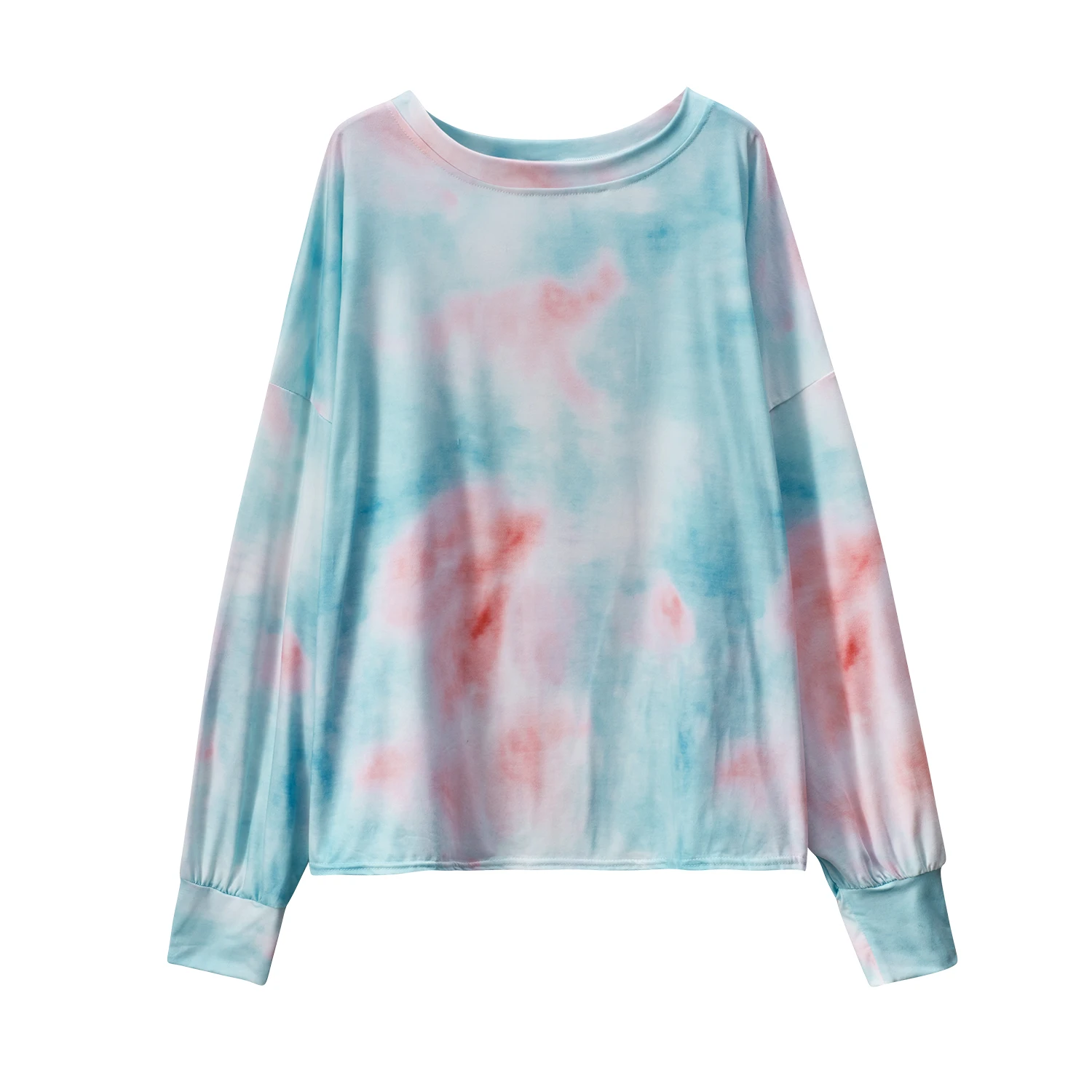 Hot Selling Tie Dyed Gradient Printed Long Sleeved Round Neck Casual Hoodie