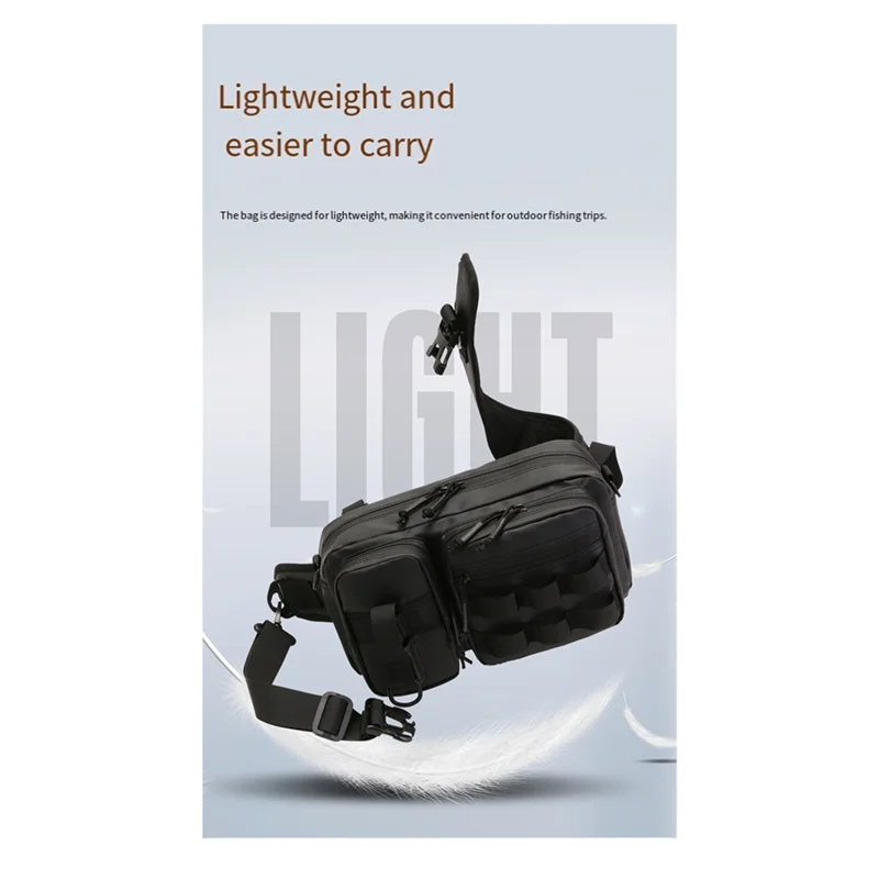 

ABLB-Fishing Chest Bag With Fish Rod Sport Waist Bags Lure Organizer Storage Single Shoulder Case Lures Storage Fanny Pack