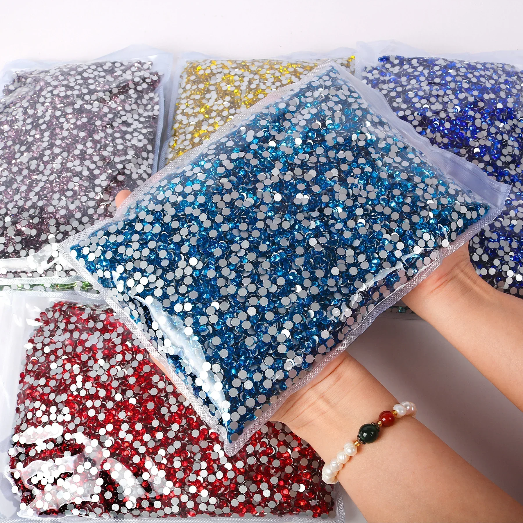 Crystal AB Wholesale Flatback Non hotfix Rhinestones in Bulk Package Glitter Crystal SS3-SS20 for Nail Art Wedding