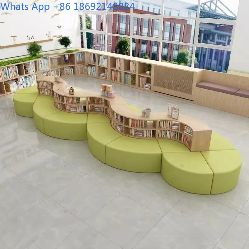 Library Picture Book Storage Shelf Sofa Commercial Leisure Area Community Activity Room Drawing Room School Area