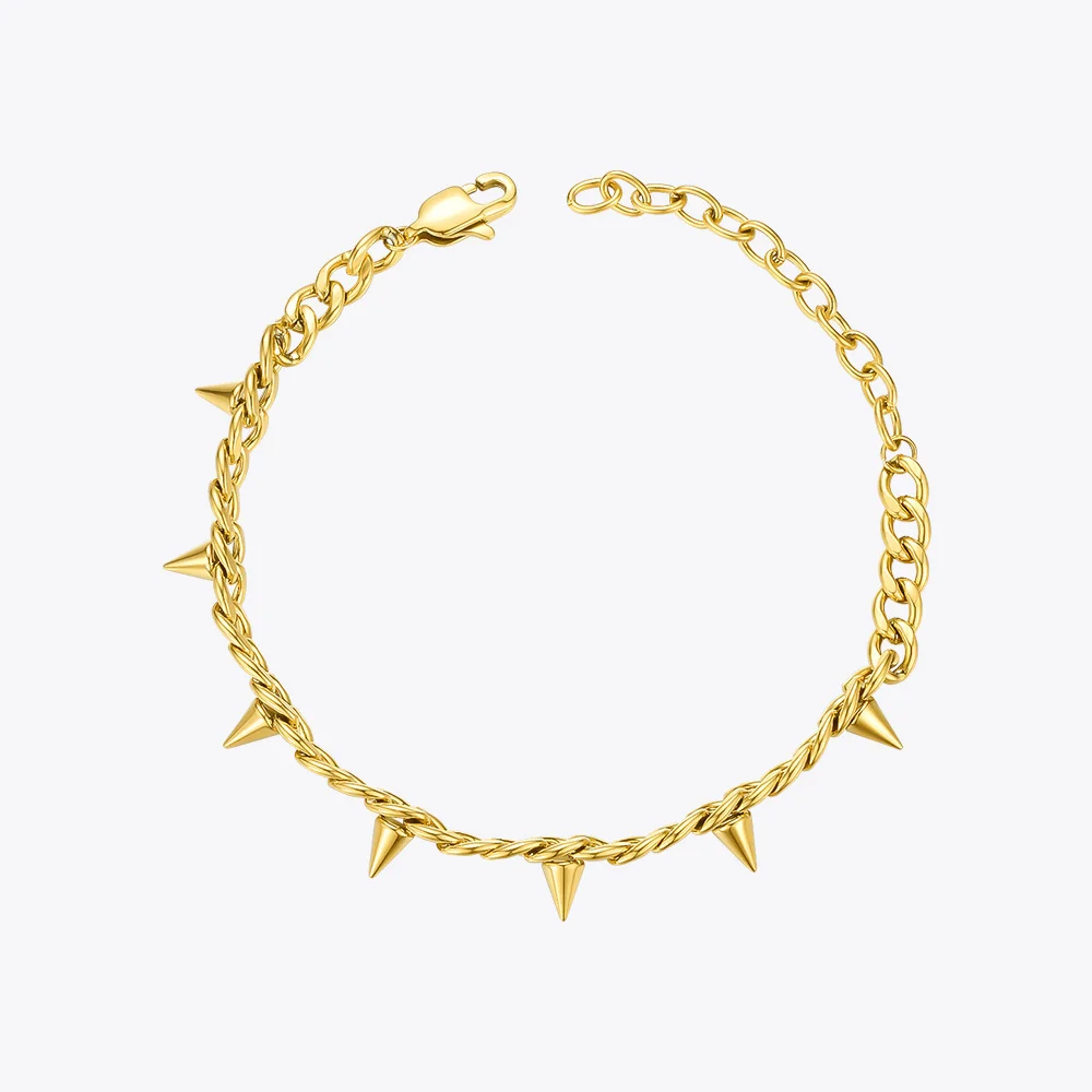 ENFASHION Punk Spikes Chain Bracelets For Women Gold Color Stainless Steel Rock Armband Bangles Fashion Jewellery Pulseras B2164