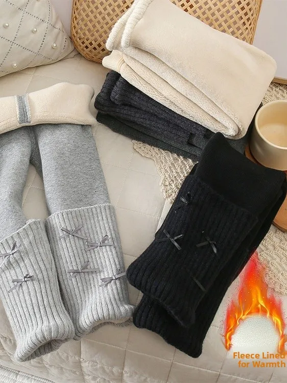 Thiened Fce Lined No-ow Sos-broek Casual warme lange broek voor kinderen Herfst Winter Nieuwe Sle-meisjesbroek