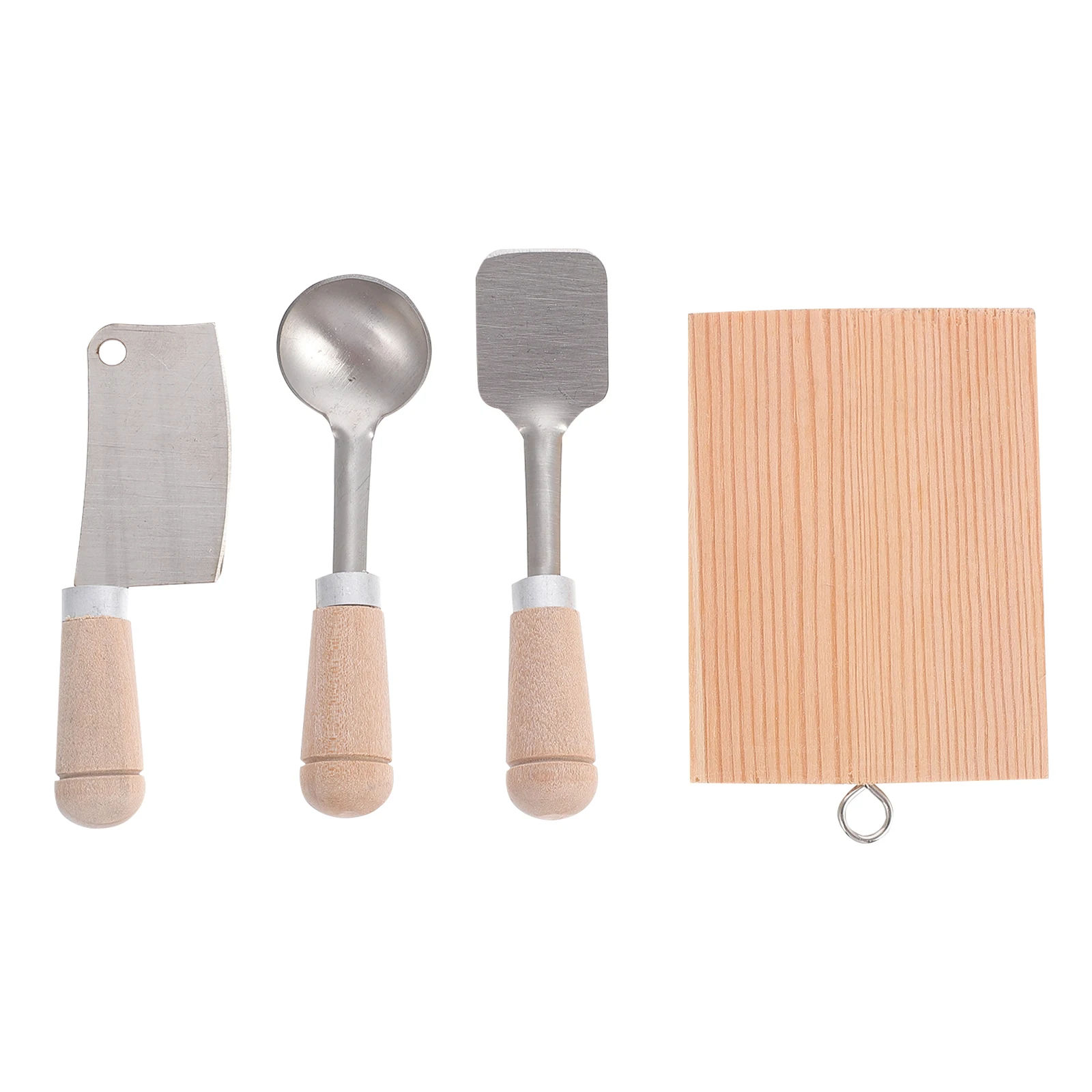 

Mini Kitchenware Set Imitation Spoon Toy Simulation Small Spatula Emulated Cutting Board Children Toy Wood Stainless