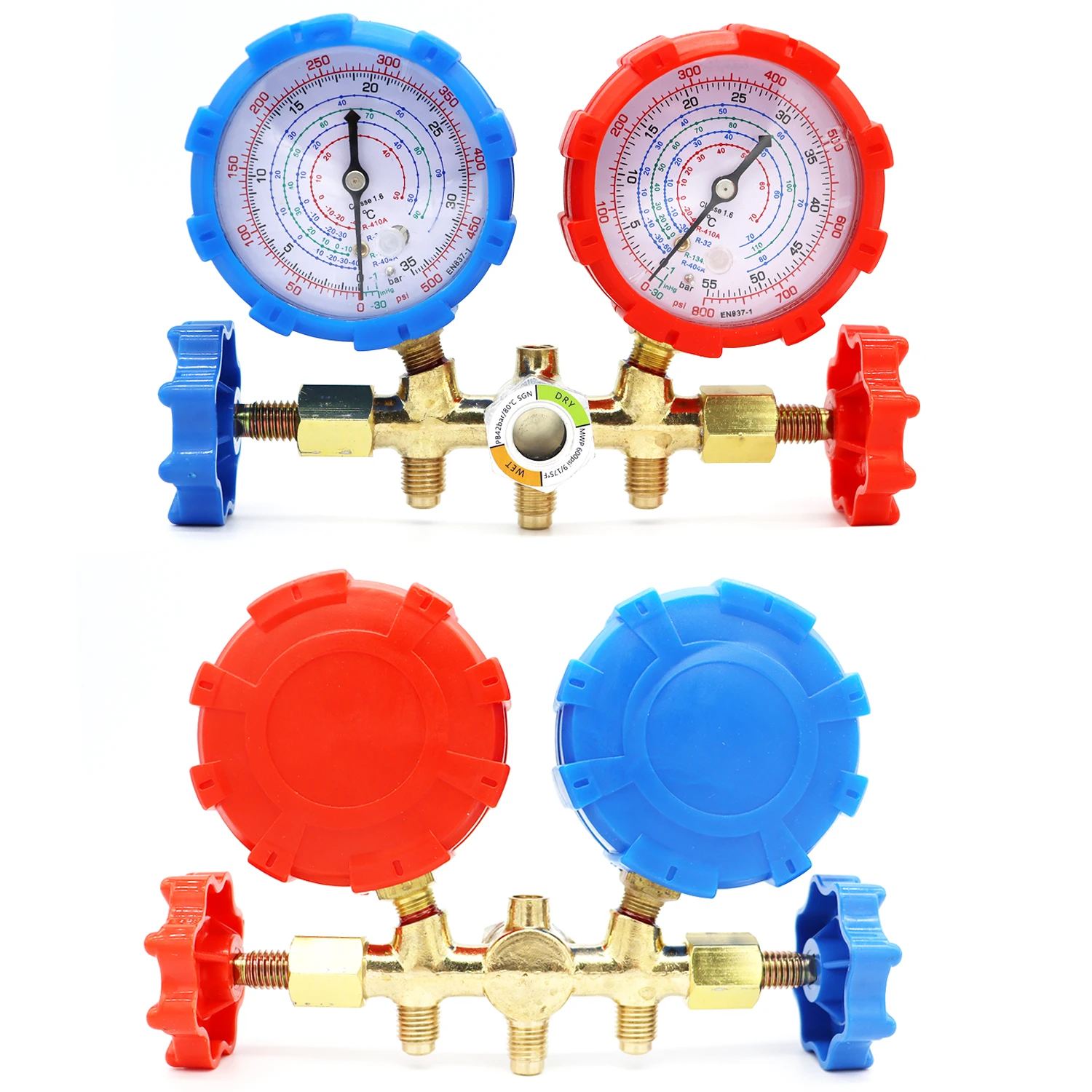 For R410A R32 R404A R134A Refrigerant Manifold Gauge Air Condition Refrigeration Set Air Conditioning Tools With Hose And Hook