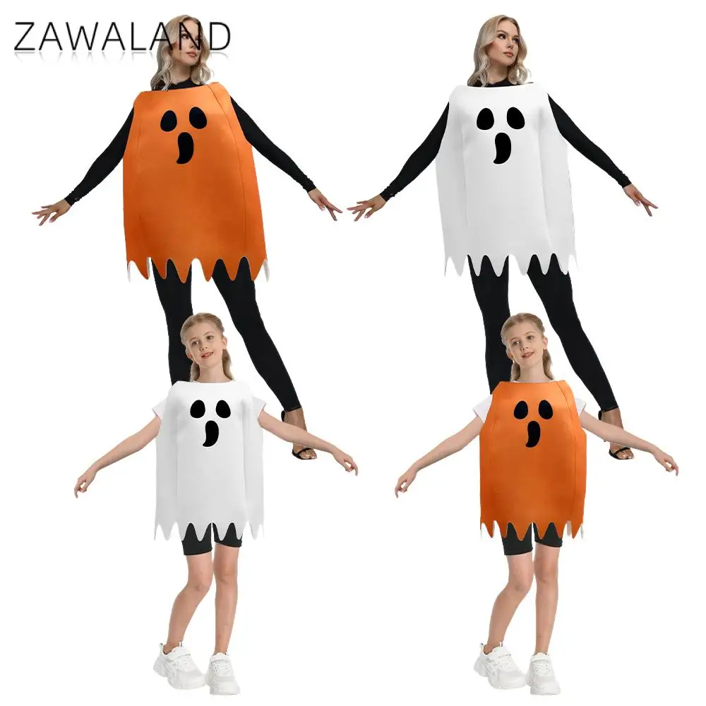 

Zawaland Halloween Kids Ghost Cosplay Costumes Boys Holiday White Orange Ghost Stage Performance Fancy Dress Up Sponge Outfits