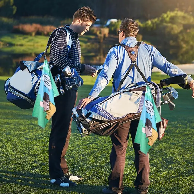 Toalla de Golf para hombres, paño exfoliante, trapo de limpieza, toalla de Golf grande, toalla de microfibra de 16x24 pulgadas con mosquetón, estampado divertido de Golf