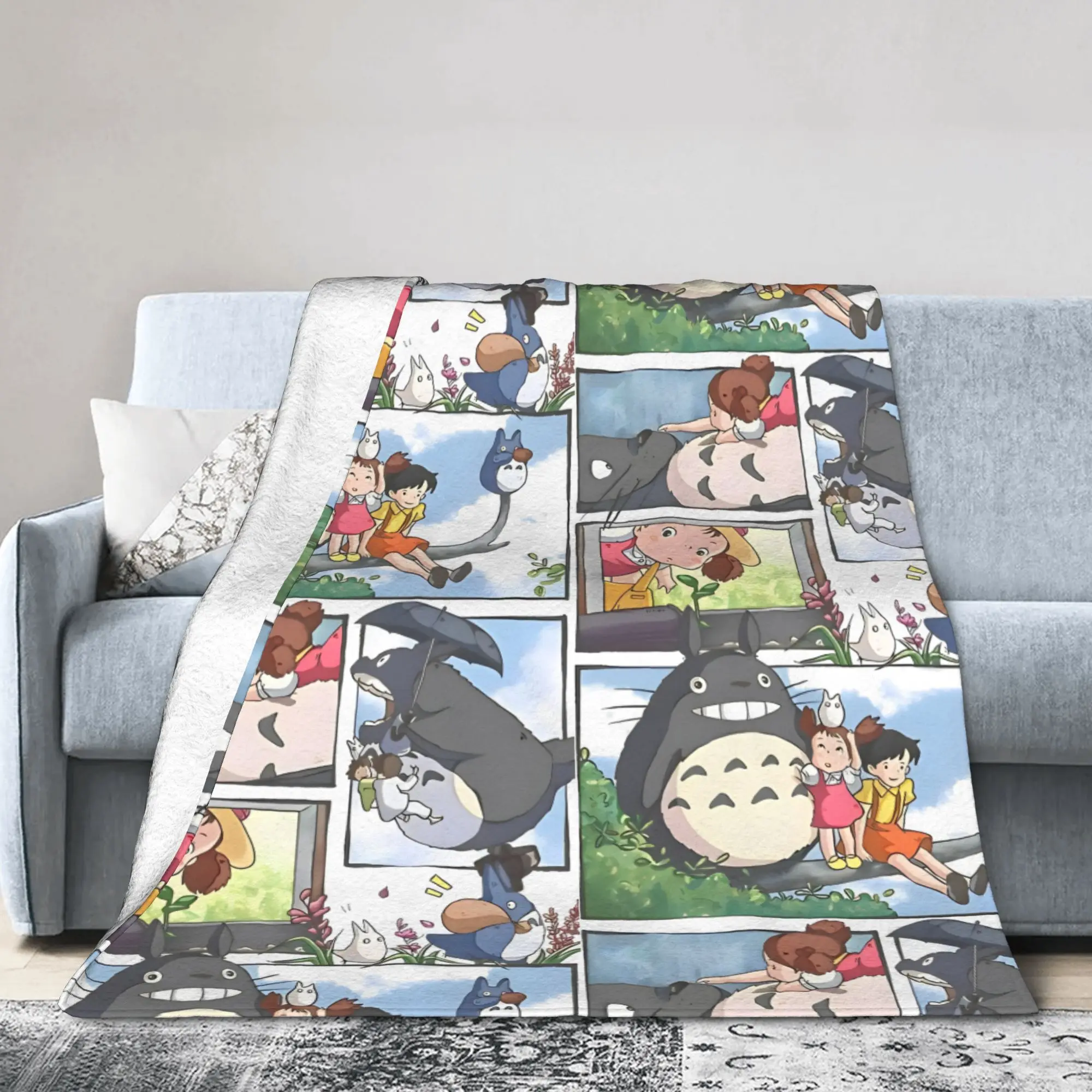 Cartoon Kawaii T-TotorooS Blankets Fleece Anime Film Lightweight Thin Throw Blanket for Airplane Travel Bedroom Quilt