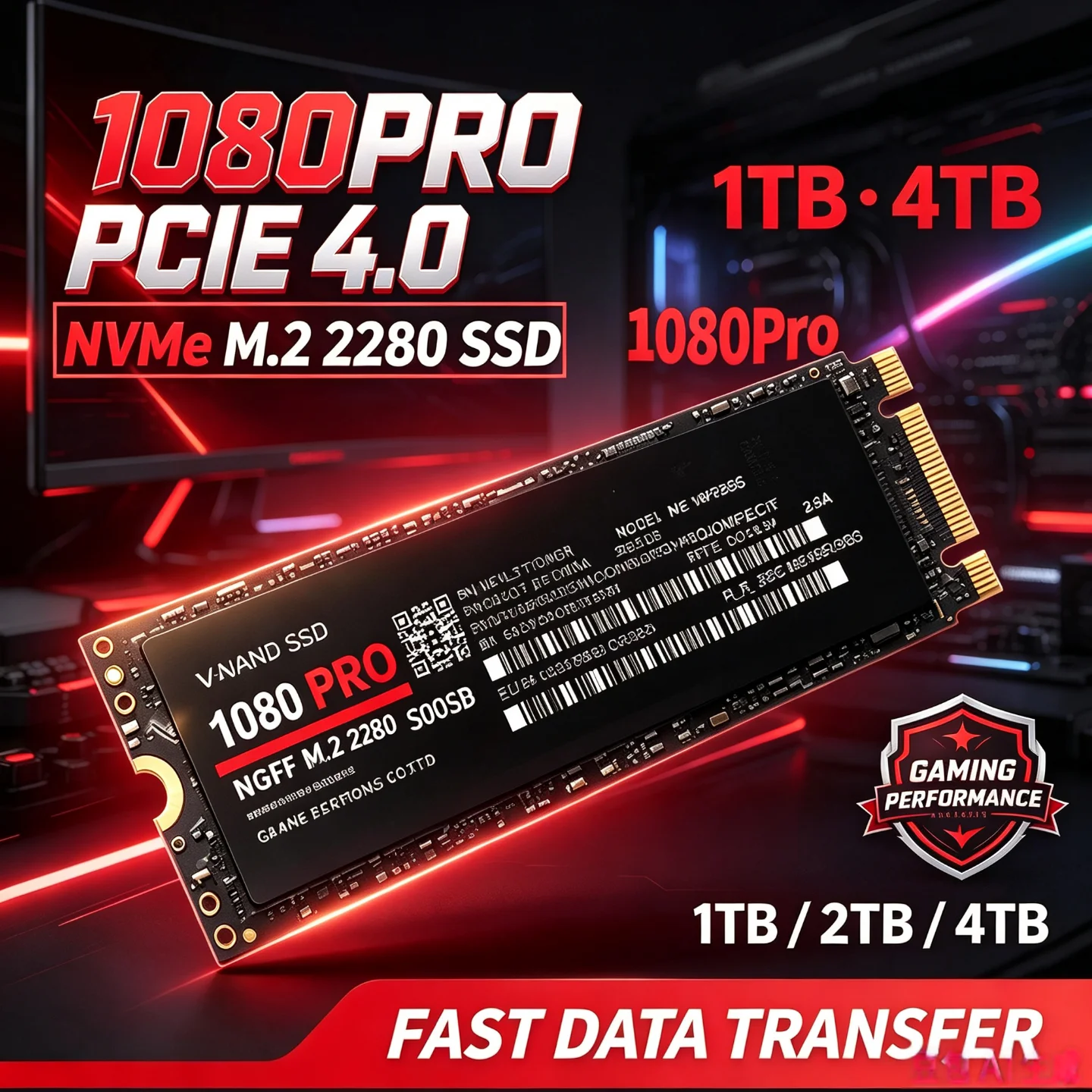 SSD original 1080PRO PCIe 4.0 NGFF M.2 2280, con transferencia de datos rápida para mejorar el rendimiento en juegos y tareas de