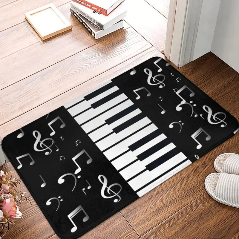 Custom Piano Keyboard Musical Notes Front Door Floor Entrance Mats Indoor Kitchen Bath Doormat Bedroom Carpet Rug