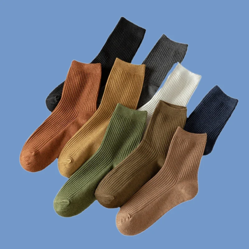 

2/5 Pairs New Fashion Pure Cotton Middle Tube Socks Women's Socks Winter Trendy Long Socks Pile Socks Pure Cotton Long Socks