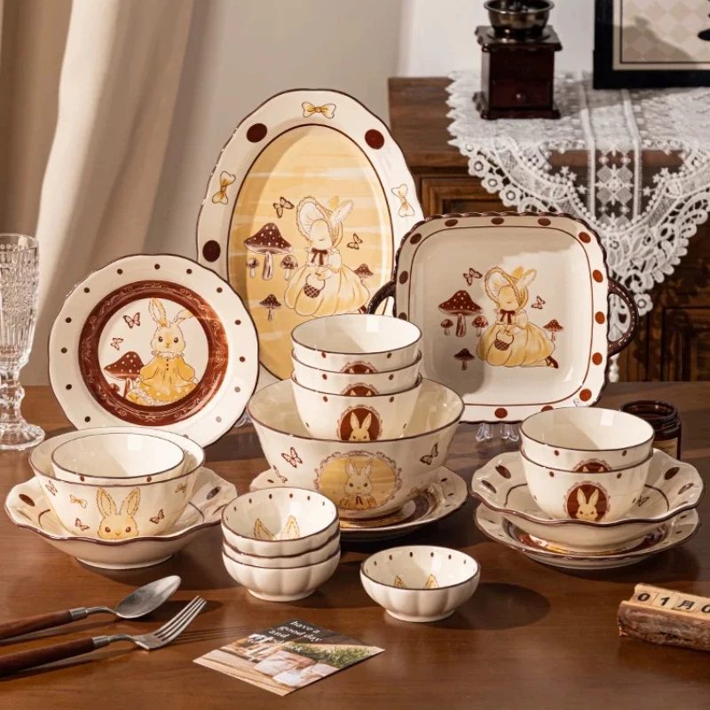 Vajilla Nórdica Completa, Juego de Vajilla de Diseño Estético Italiano, Elegante Juego de Cena de Lujo para Cocina, Vajilla de Cerámica Navideña