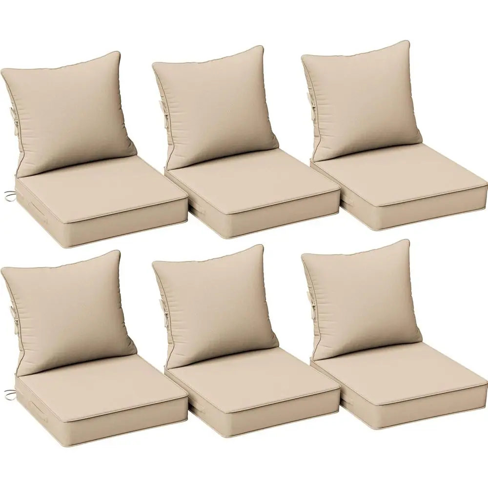 

6-Piece Outdoor Seat Cushion Set - 22x22x4 Inches Waterproof & Fade-Resistant Patio Furniture Cushions with Removable Covers and