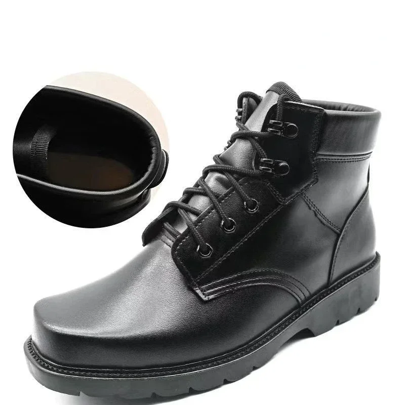 Sapatos masculinos sapatos de segurança de trabalho plataforma de alta qualidade botas de motocicleta ao ar livre antiderrapante botas de tornozelo moda botas de couro masculino novo