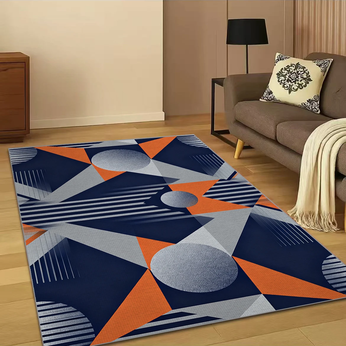 VIKAMA Nordic Modern Geometric Large Area Anti-fouling Crystal Carpet Living Room Bedroom Non-slip Living Room Sofa Rugs Decor