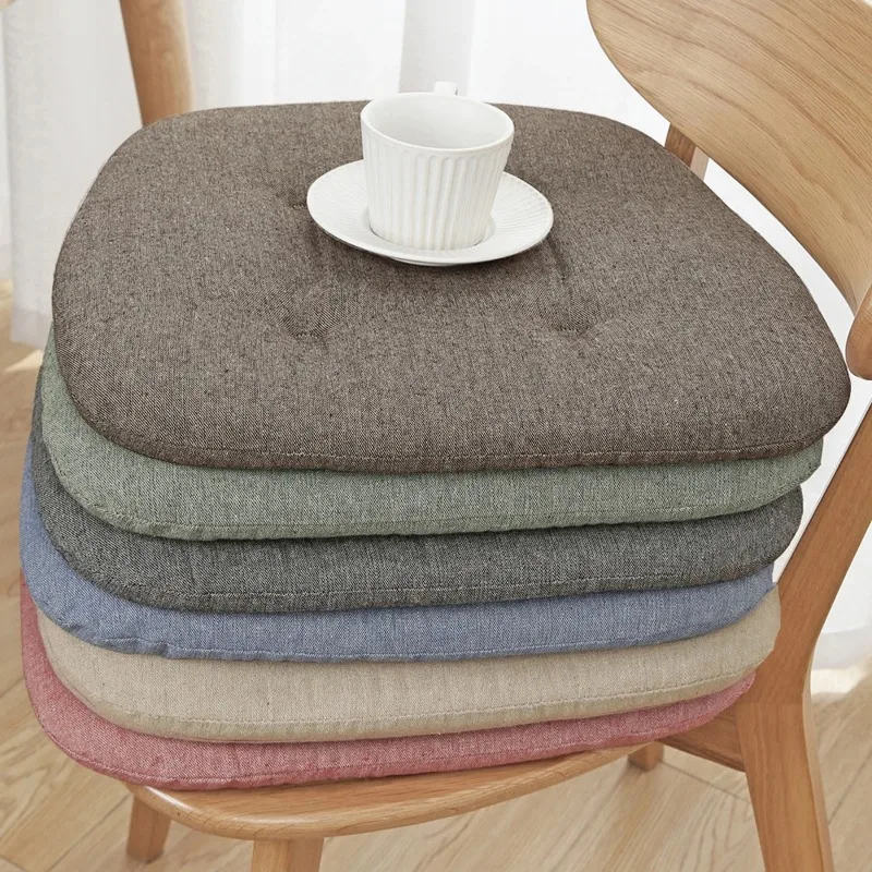 

Universal Dining Chair Cushion Thickened Keep Warm Cotton Linen Seat Pad Horseshoe Shape Breathable All Season Home Use Cushion
