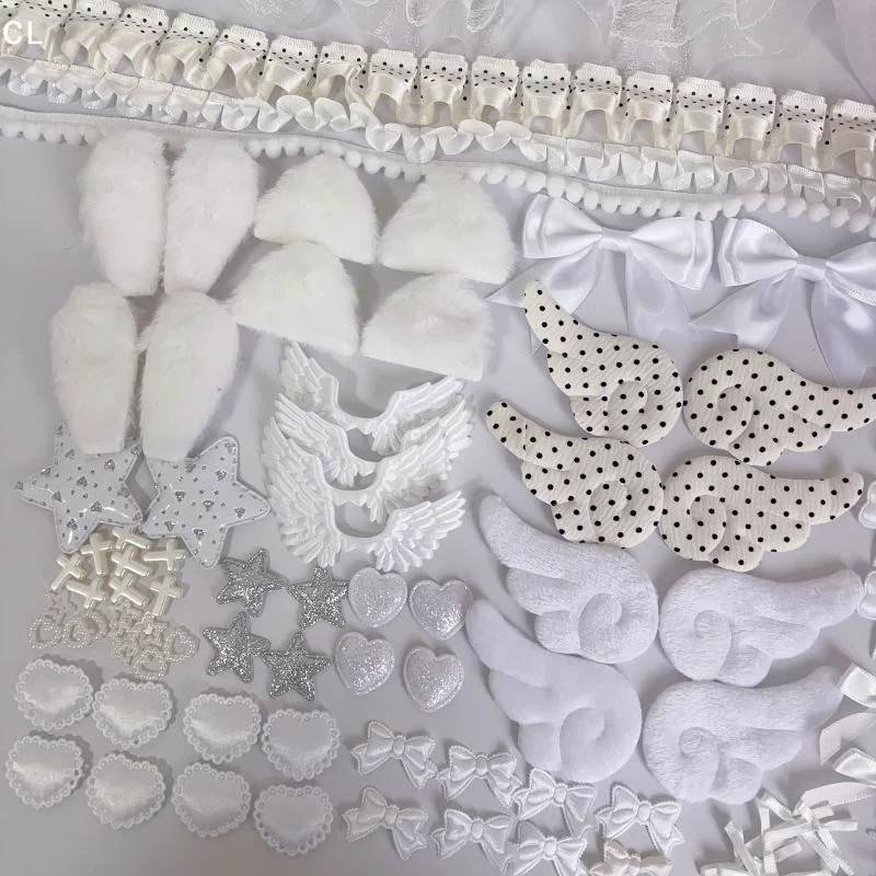 DIY Decorative Lace Appliques Kit Gothic Lolita Trim Decor Set Bow Lace Accessories Set Card Cover Pain Bag DIY Material Pack