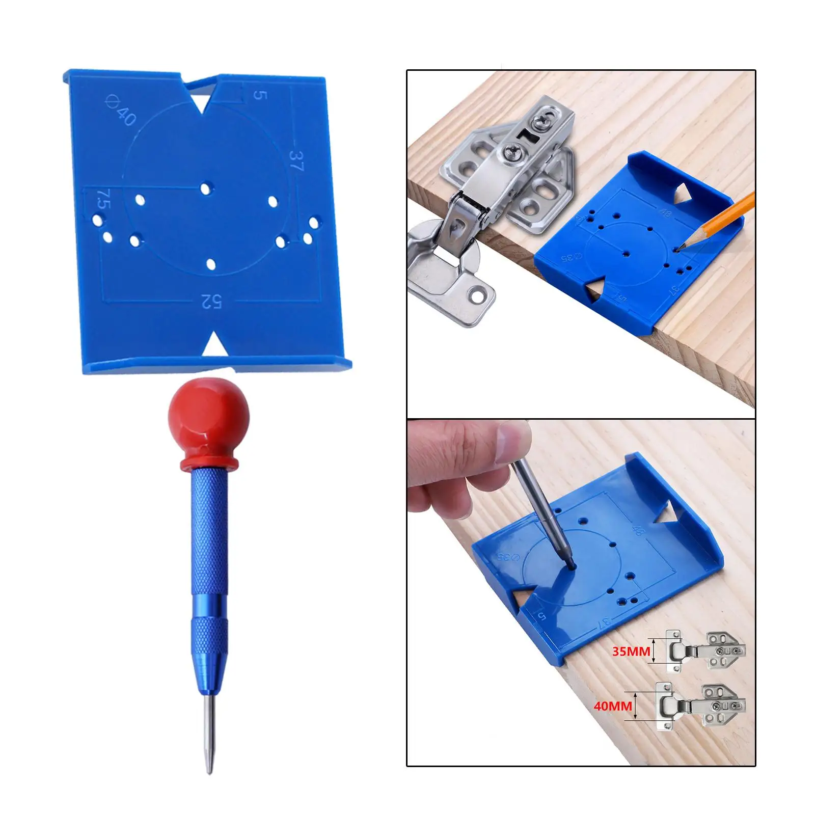 Hinge Hole Drilling Guide DIY Tools Hinge Opening  Punch for Cupboard Closet Furniture Carpenter Accessories