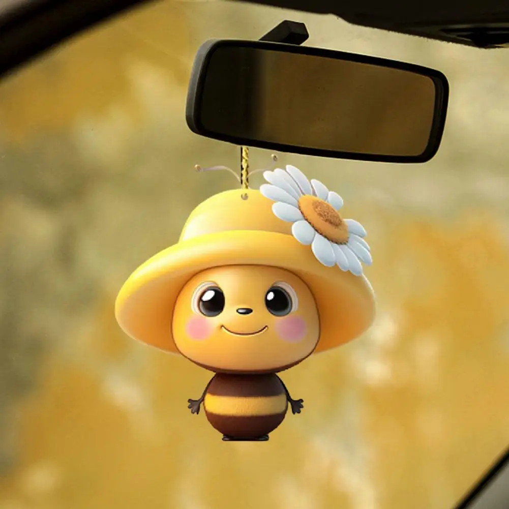 Bee Decorative Pendant Acrylic Car Hanging Ornament Adorable Appearance Vivid Color Christmas Tree Pendant Charm