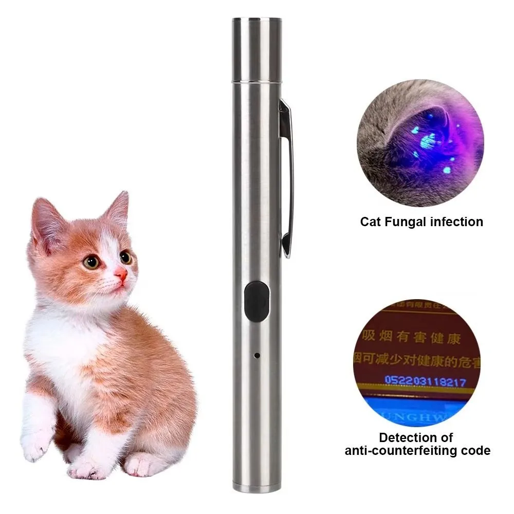 365 UV Veterinary Wood Lamp Waterproof Rechargeable Pet Fungus Detection Portable Black Light Pet Urine Detector Skin Detection