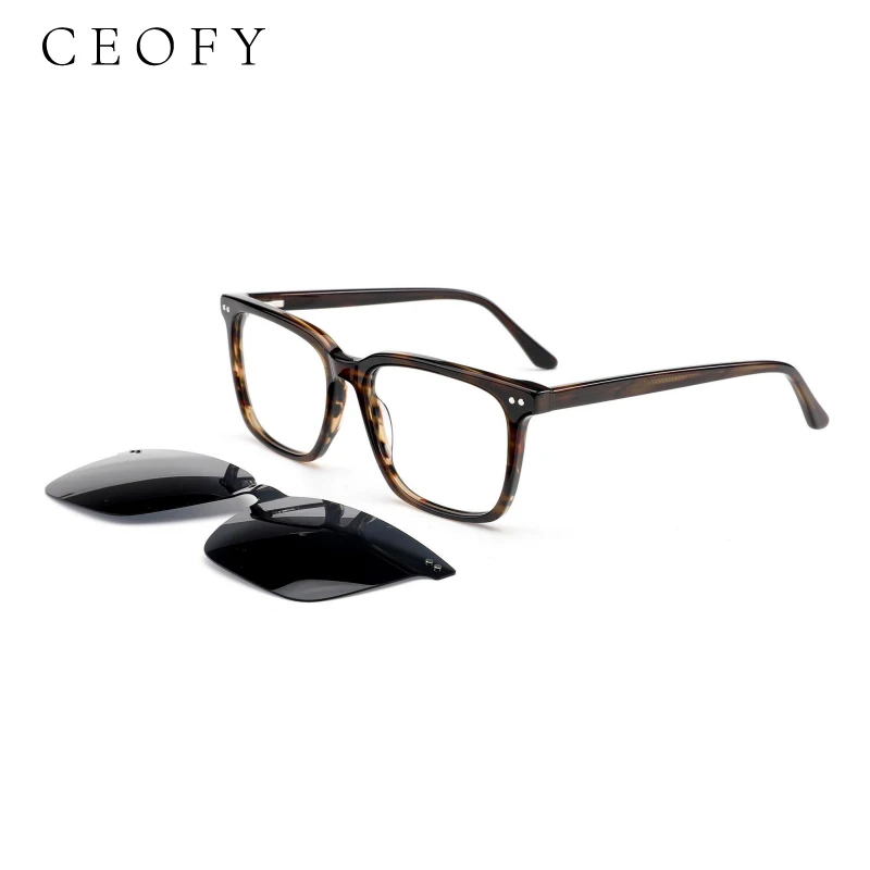 Ceofy Men Women Fashion Glasses Frame Retro Polarized Night Vision Sun Clip Magnet Optical Sunglasses Prescription Eyeglasses